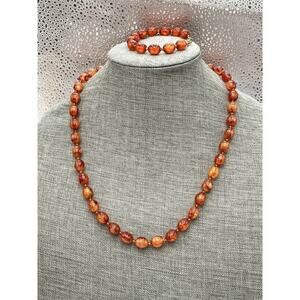 SARAH Coventry Jewelry Set Necklace Bracelet Lucite Beaded Vintage Plastic